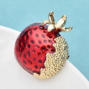 Red Pomegranate Gold Brooch